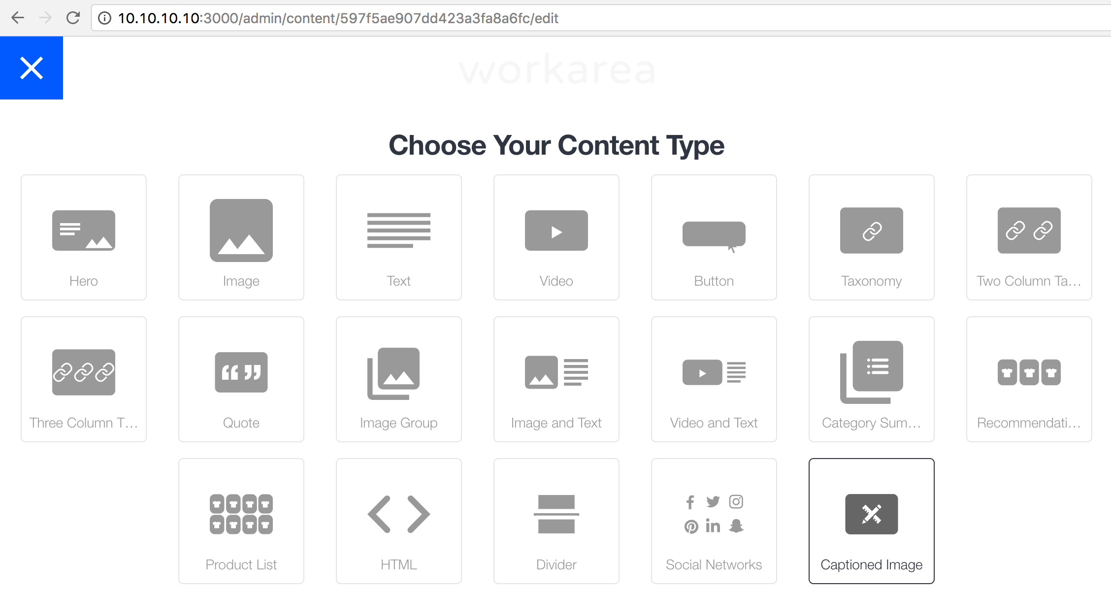 Adding captioned image block with default icon