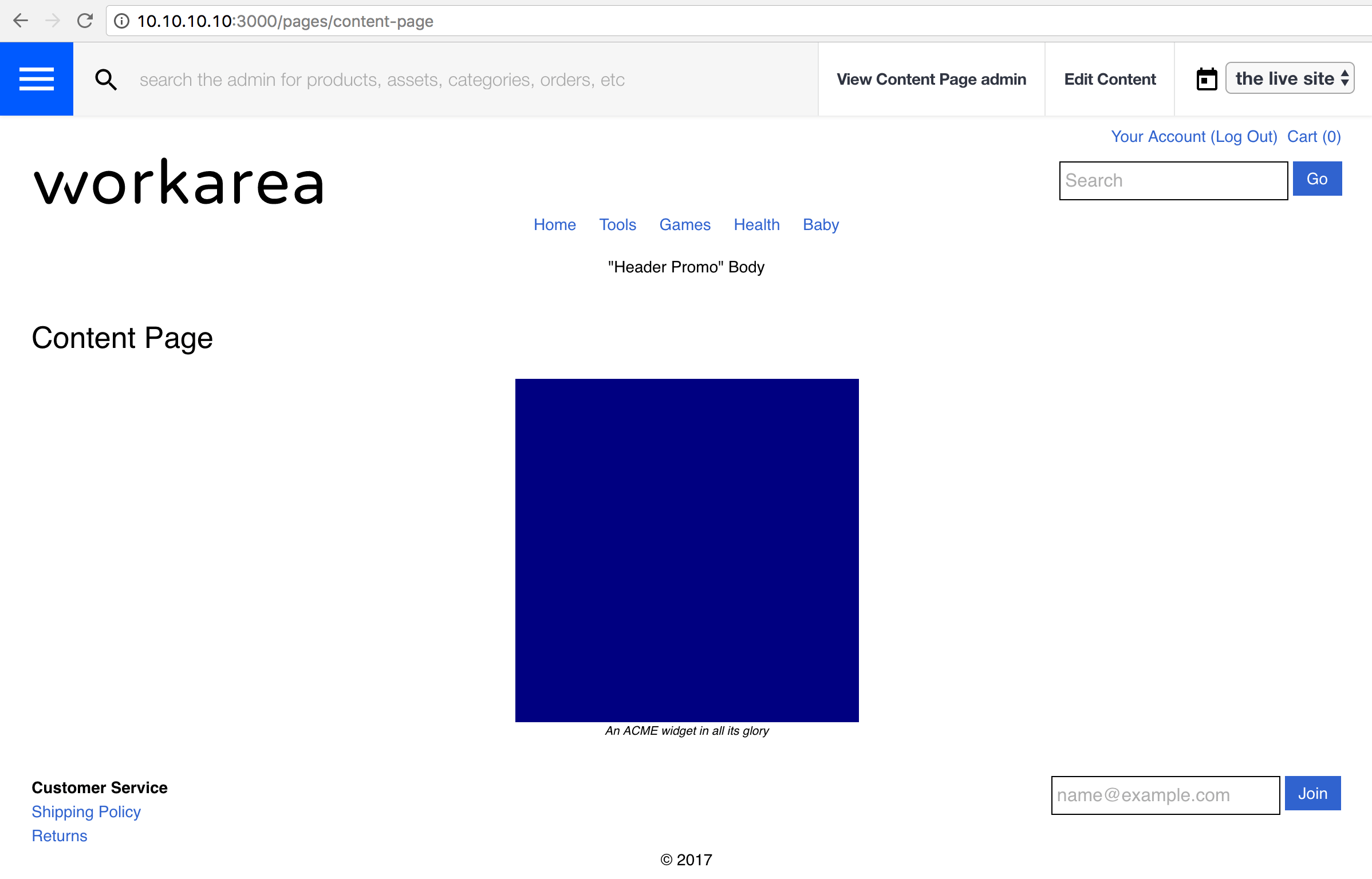 Captioned image block in the Storefront