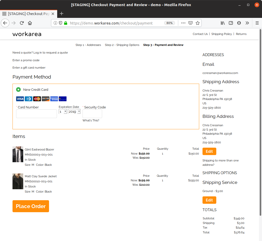 Checkout payment, guest