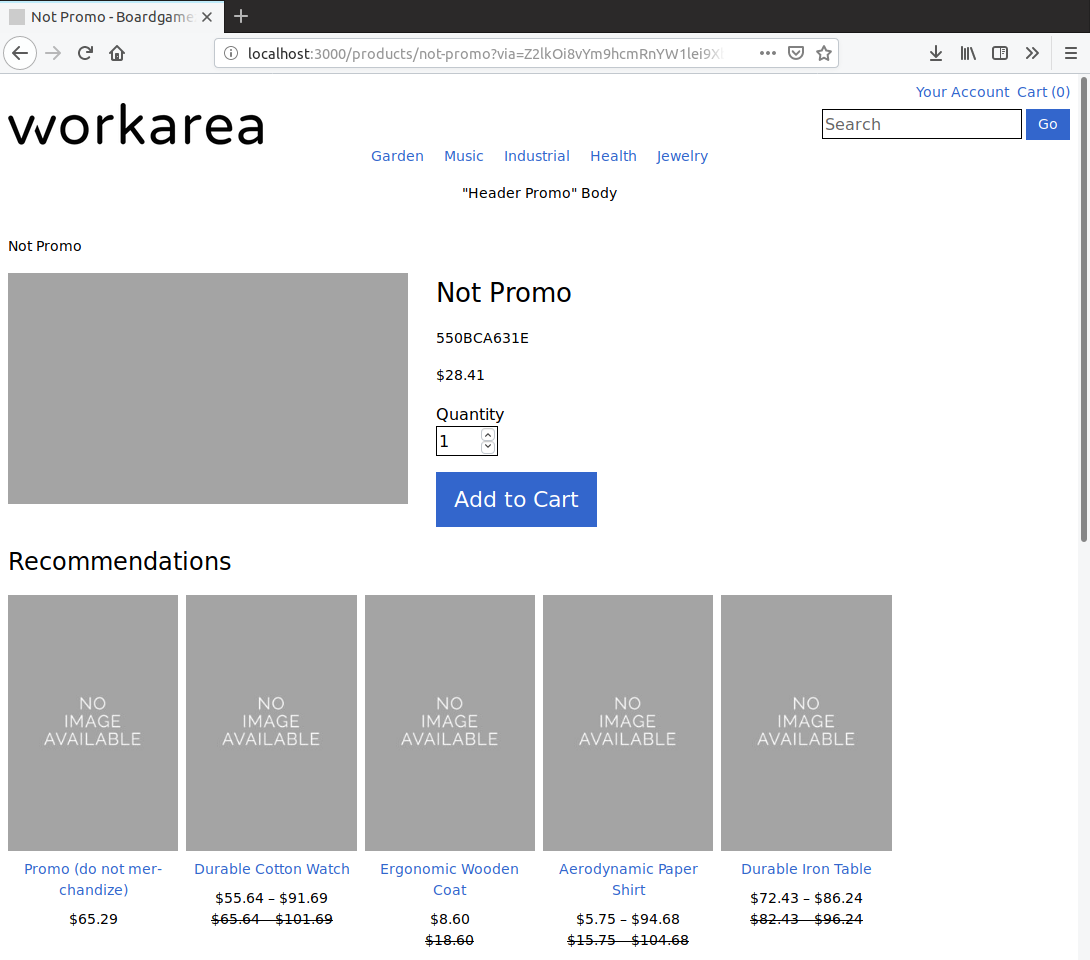 Before: promo products included in recommendations results