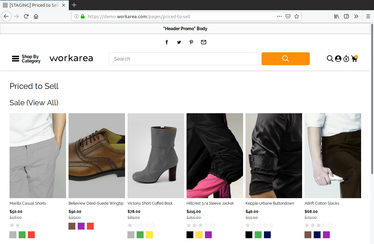 Storefront category summary content block
