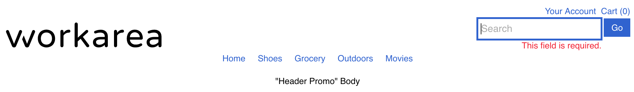 validation message in Storefront
